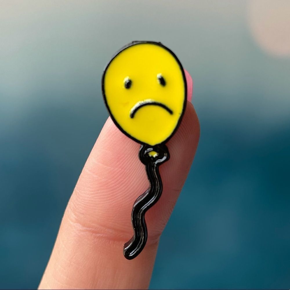 Sad Balloon Smiley Enamel Pin/ Brooch Lapel